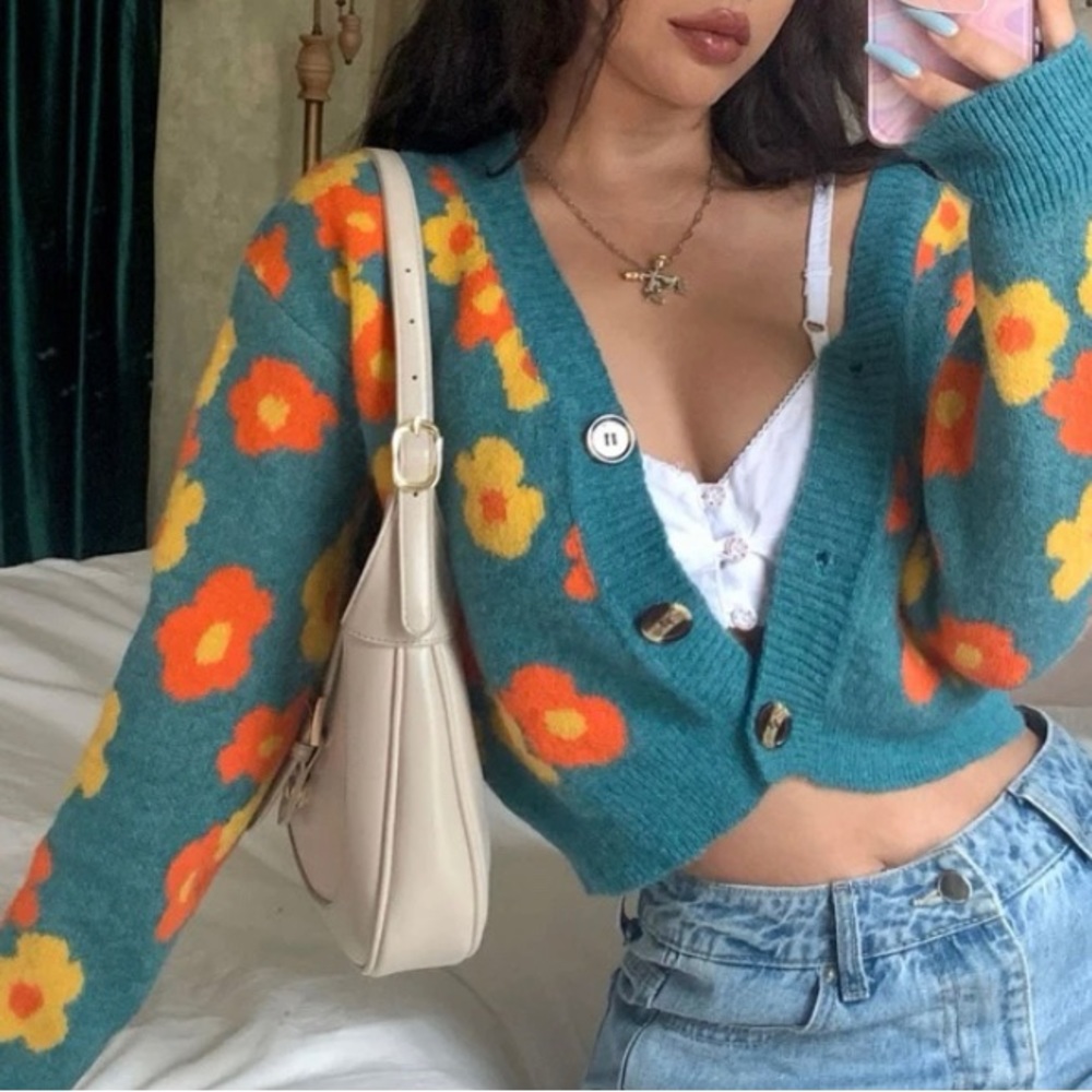 Floral fall sweater